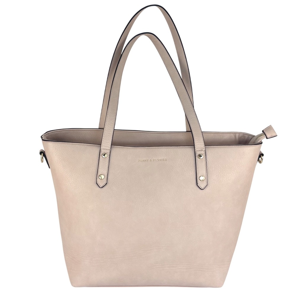 Poppy & Peonies Tote Commuter Backpack Set Blush Pink Gold Vegan Leather - Picture 6 of 16